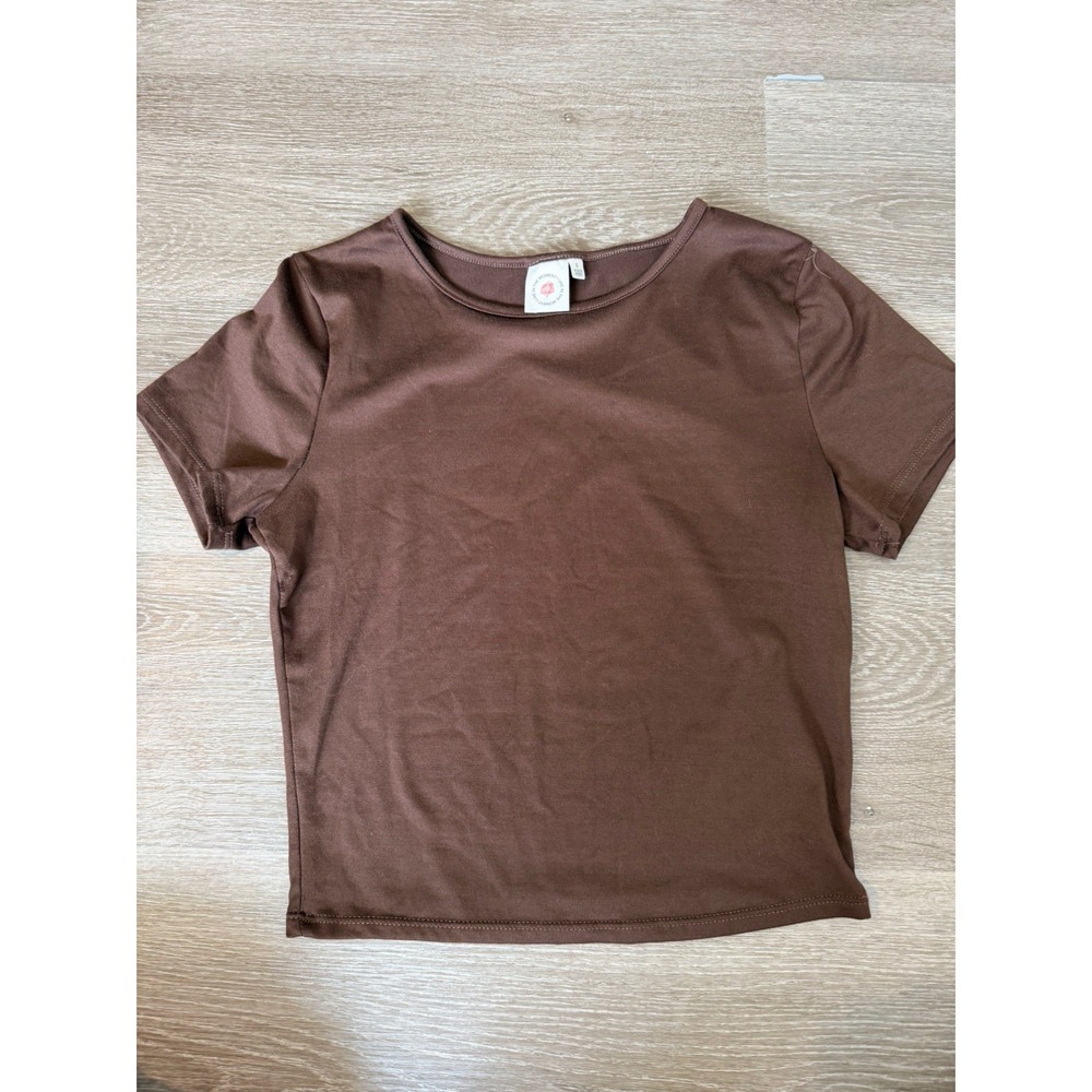Live in the moment Shirt, Women's Size S, Brown, Crop Top